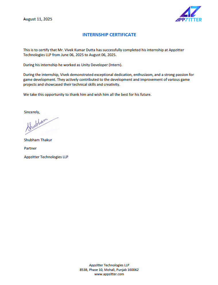 Appzitter Certificate